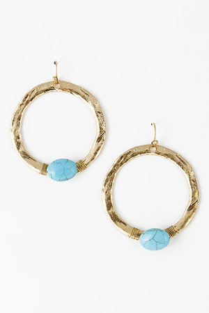 Vintage Textured Hoop Bead Wired Dangle Earring 5EAB3